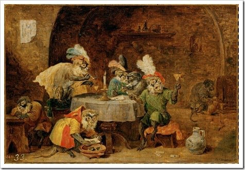 Monkey's Drinking - David Teniers