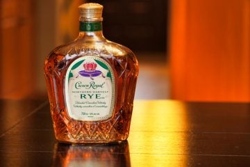 A bottle of Crown Royal Canadian Whisky