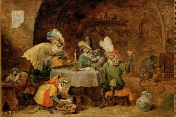 David Teniers Drinking Monkeys Painting