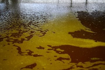 Molasses in a fermenting vat, prior to distillation, at the Cruzan rum distillery