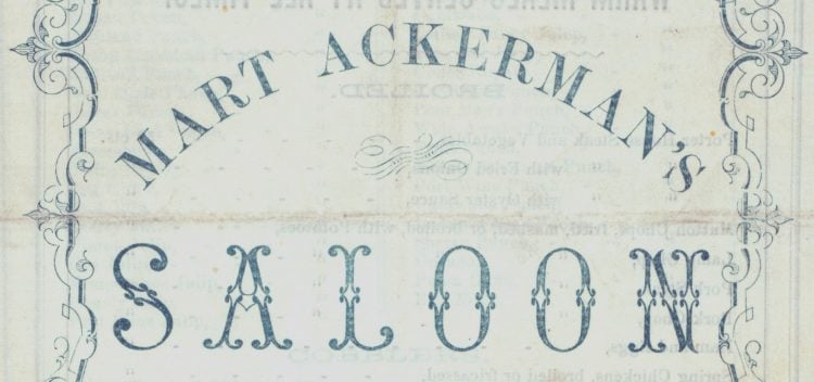 Mart Ackerman's Saloon Toronto 1855