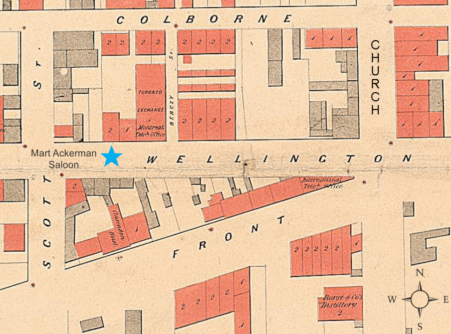 Location of Ackerman's Saloon Wellington Street